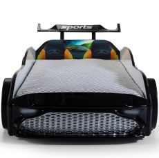 Дитяча ліжко машина GT18 4x4 Turbo Black з підсвіткою, спойлер